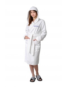 Махровий жіночий халат с капюшоном (білий)
